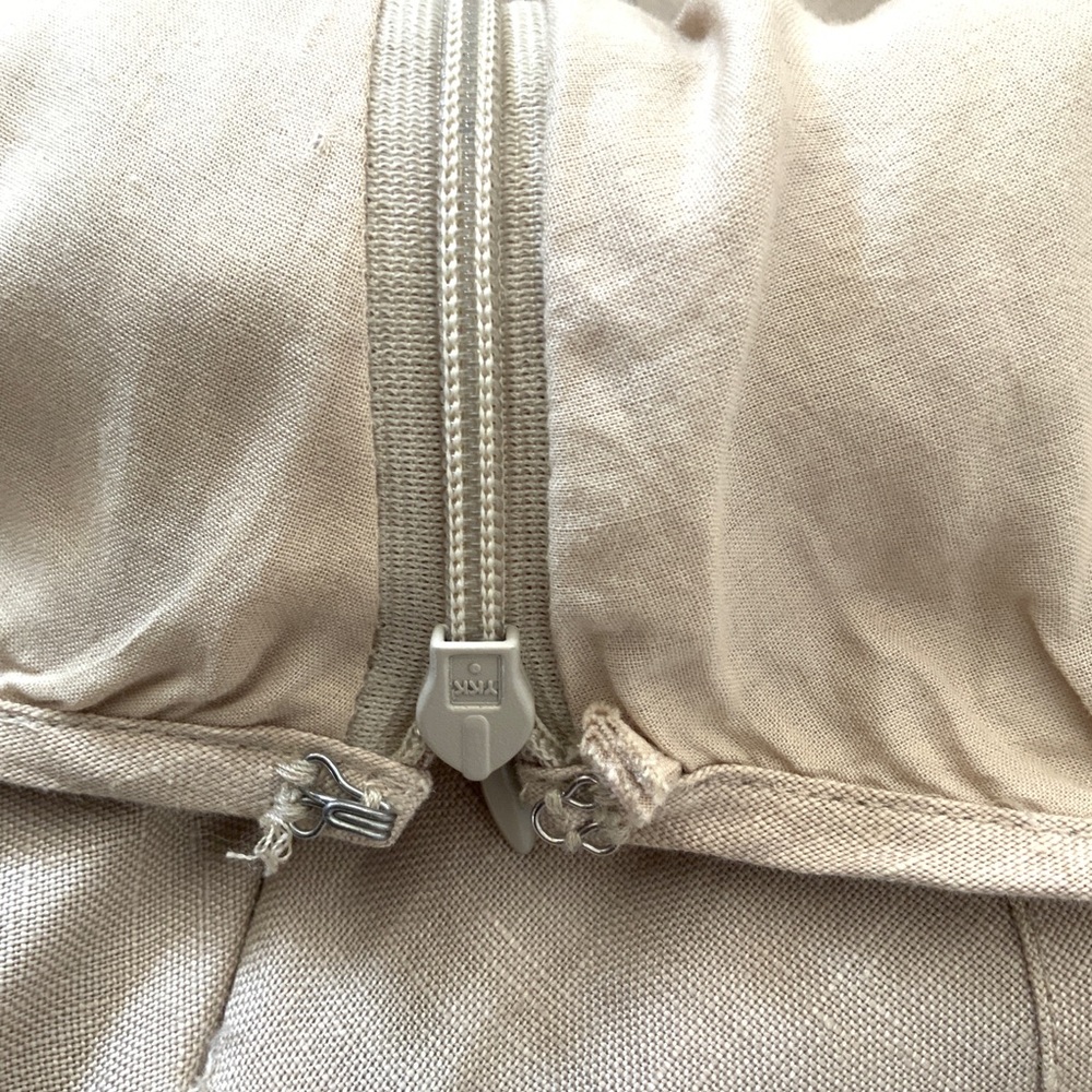 Isabella Bird Tan Panel Tan Beige Linen Lagenlook A-Line Skirt Size 12 - Picture 10 of 14